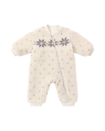 Shearling  Baby Jumpsuit Natural Fair Isle