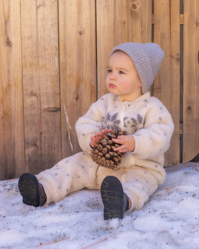 Shearling  Baby Jumpsuit Natural Fair Isle