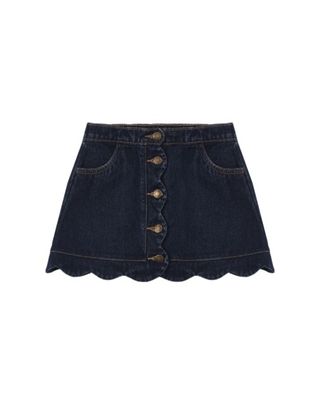 Scallop Mini Skirt Dark Indigo