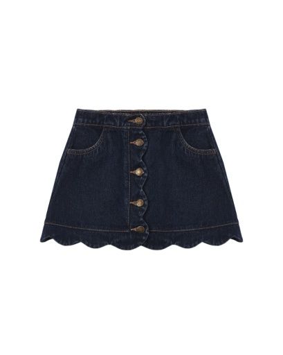 Scallop Mini Skirt Dark Indigo, Size: 2-3Y