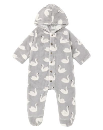 Fleece Jumpsuit Swans, Size: 0-3M