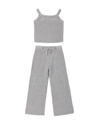 Fuzzy Knit Lounge Set Dusty Blue