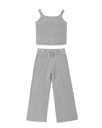 FUZZY KNIT LOUNGE SET DUSTY BLUE, Size: 2-3Y