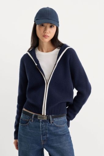 the knit sailor zip up, Colour: new navy002, Size: XS Regular