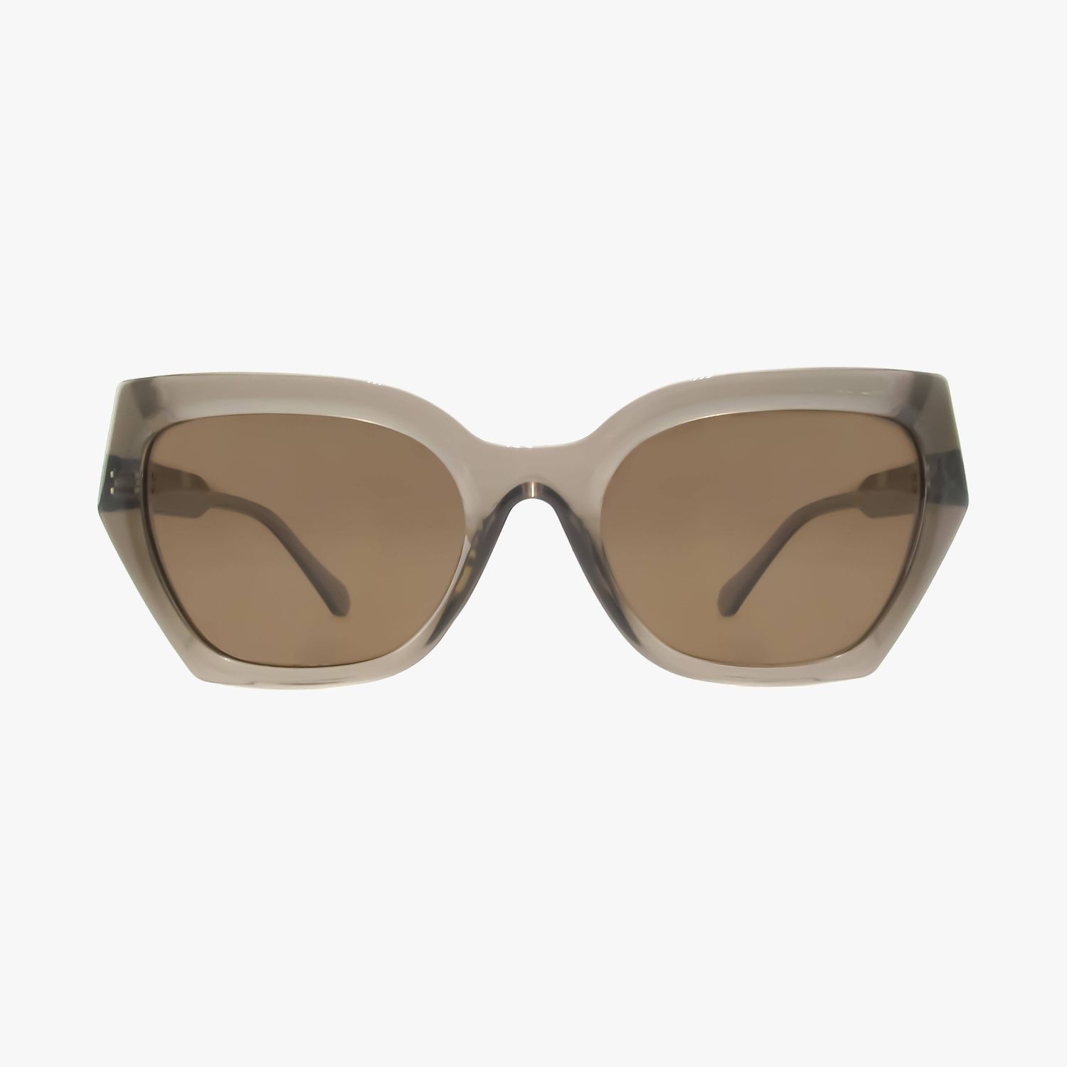 NOVA CRYSTAL TAUPE Geometric Cat Eye Fashion Sunglasses