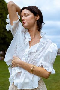 Greta Ruffle Top, Color: White, Size: S