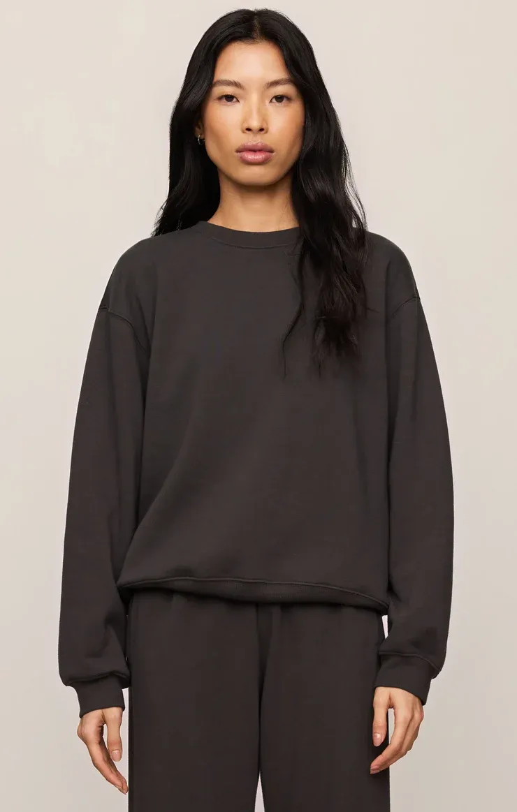 Boyfriend Sweatshirt, Color: Ash Black, Size: Xs
