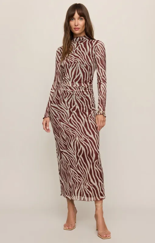 Sevilla Zebra Mesh Midi Dress