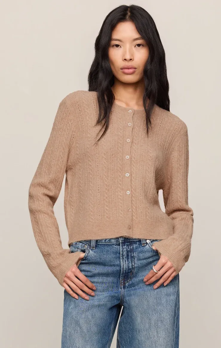 Medina Cable Cardigan, Color: Macaroon, Size: Xs