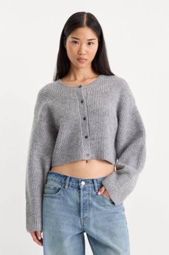 The Chunky Knit Cardigan, Color: heather grey, Size: XS Regular