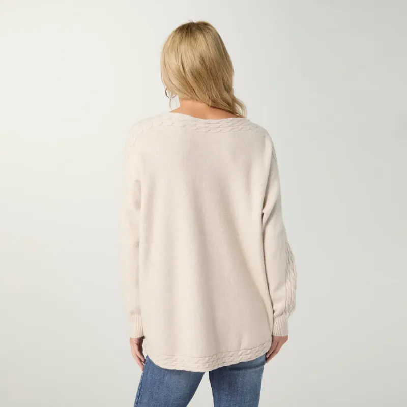 Heavenly-Luxe Cable Knit Detail Dolman Sweater