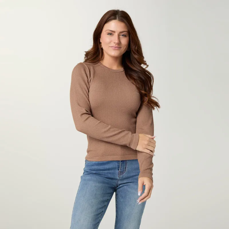 Ultra-Lush Seamless Ribbed Crew Neck Top