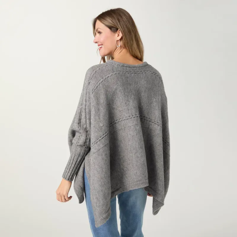 Caspia Poncho with Cable Knit Design