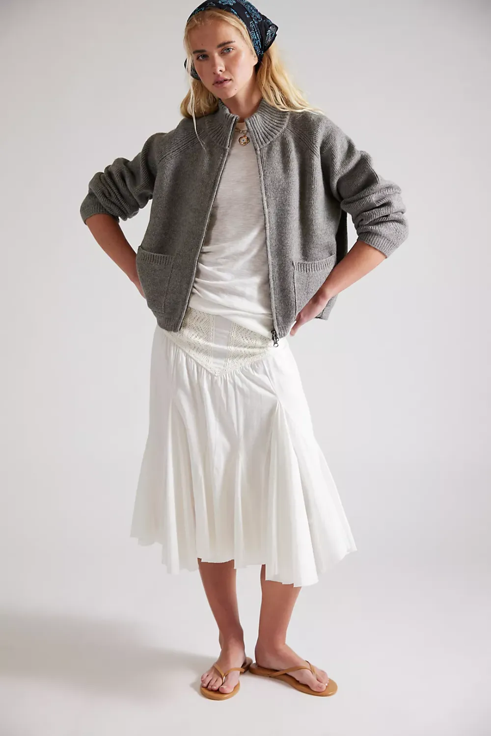 We The Free On It Zip-Up Cardigan, Color: Cool Grey, Size: XS