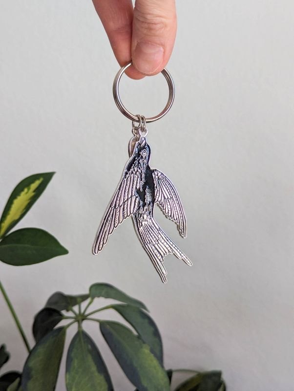 Metal Enamel Keychain - Black Bird