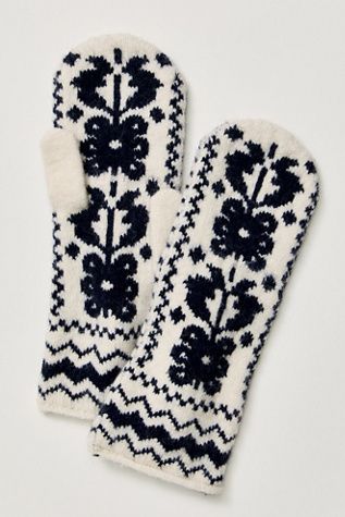 Folk Mitten, Color: Nighttime x Ivory