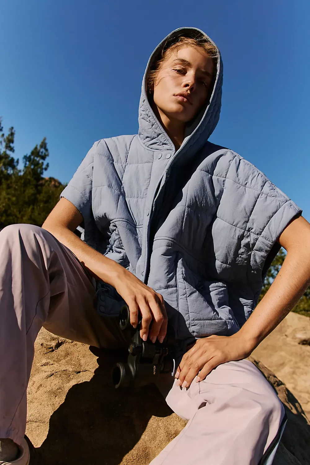 Happy Trails Poncho, Color: Blue/Grey, Size: Xs