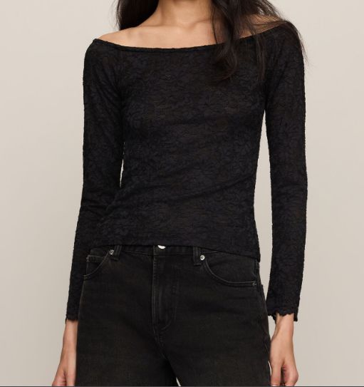 Sabrina Stretch Lace Top, Color: Black, Size: XS
