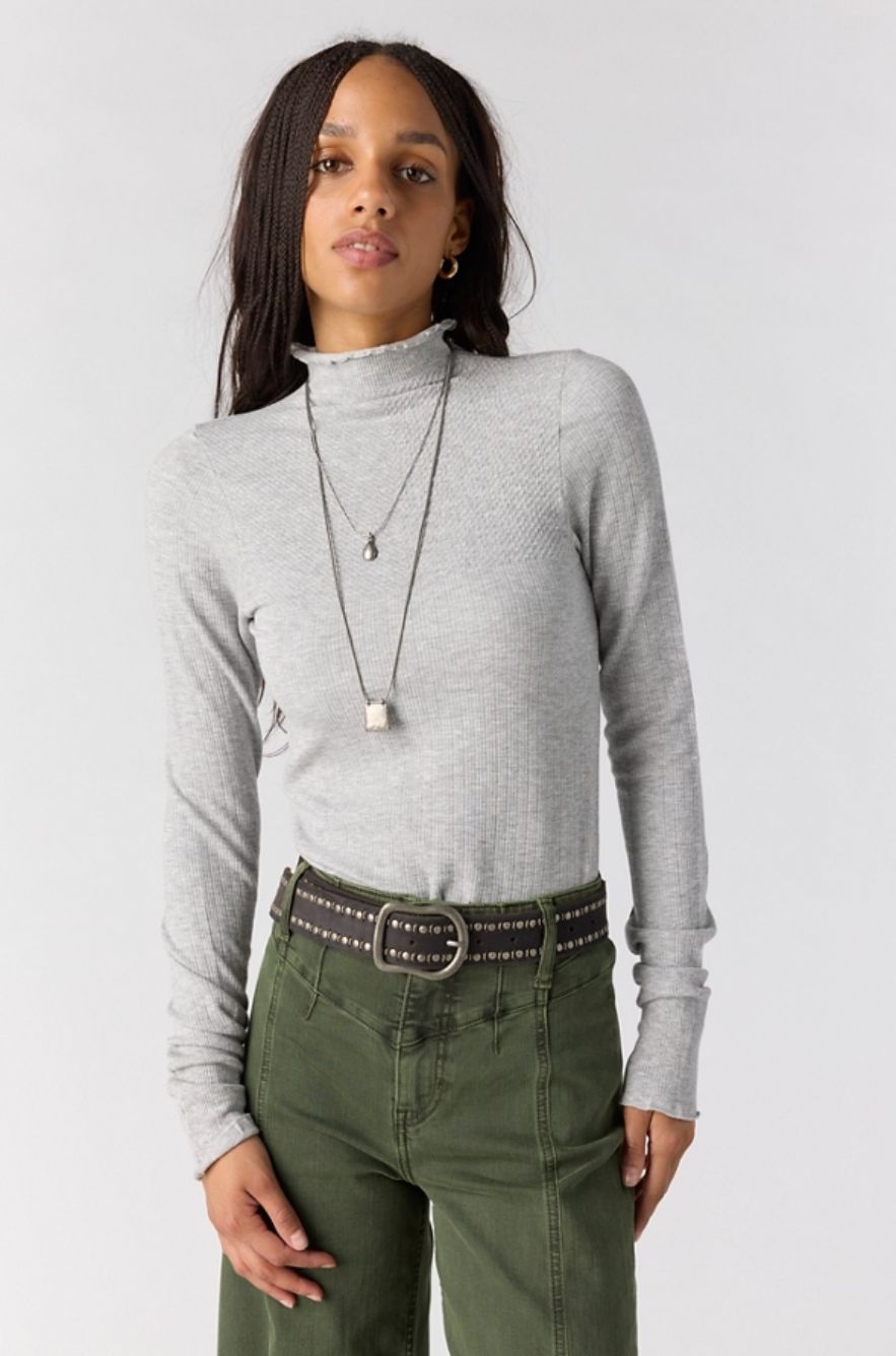 So Soft Seamless Modal Mock Neck, Color: Heather Grey, Size: XS/S