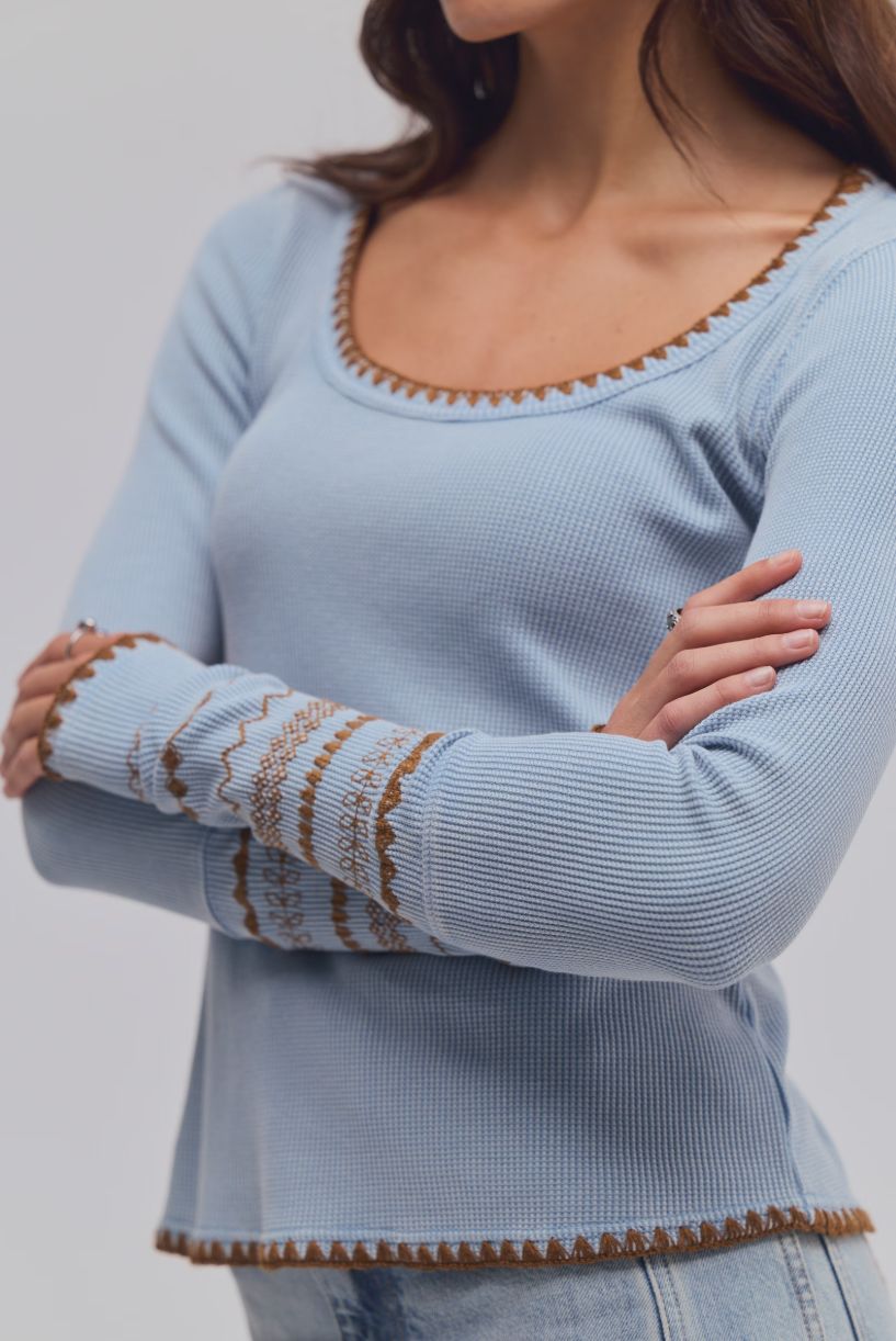 We The Free Aspen Thermal, Color: Sky Combo, Size: XS