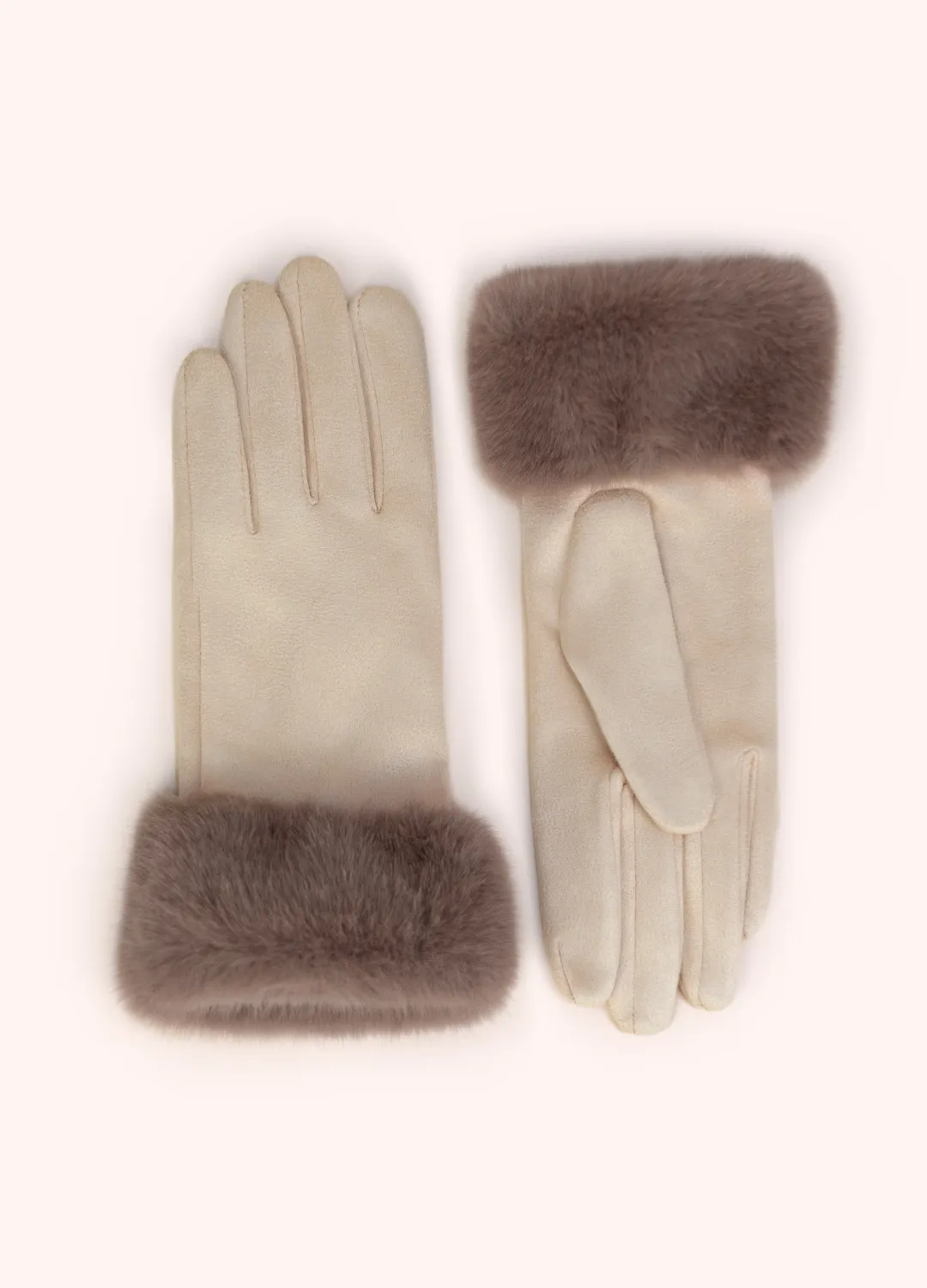 Bettina Faux Suede and Fur Gloves