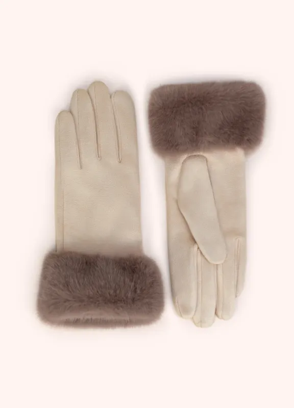Bettina Faux Suede and Fur Gloves