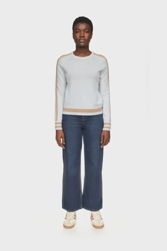 Cathy Sleeve Stripe Crew Cashmere Sweater