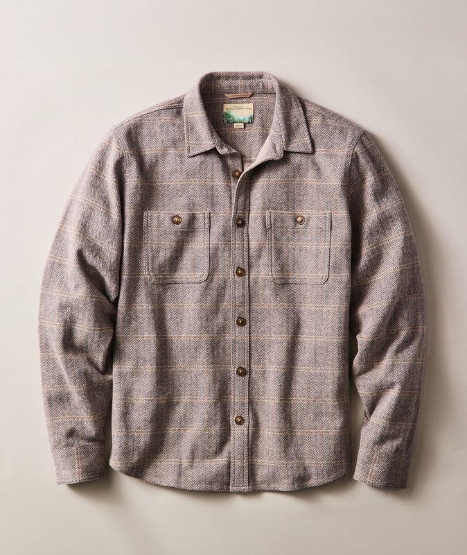 Pacifica Stretch Twill Overshirt - Brown Plaid Herringbone
