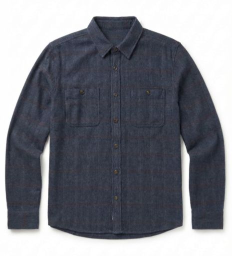 Pacifica Stretch Twill Overshirt - Navy Plaid Herringbone, Size: Small