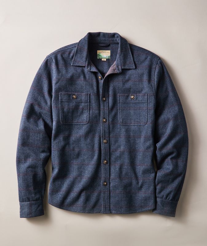 Pacifica Stretch Twill Overshirt - Navy Plaid Herringbone