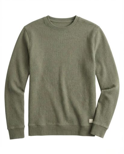 Corbet Quilted Crewneck - Dusty Olive Heather