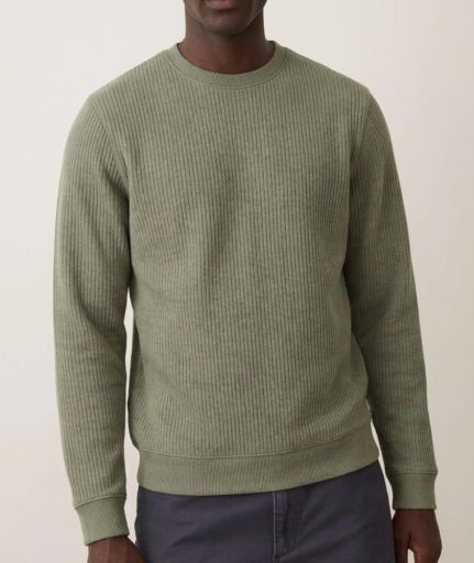 Corbet Quilted Crewneck - Dusty Olive Heather