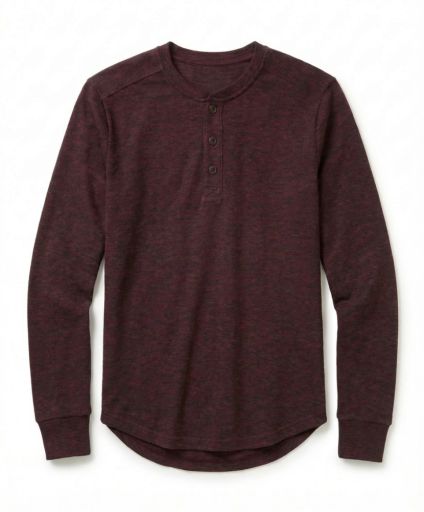 Luxe Jersey Henley -  Burgundy Heather