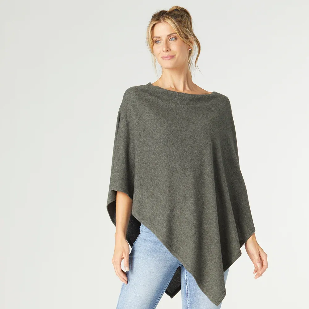 Lightweight Brushed Poncho, Color: Soft Green, Size: One Size