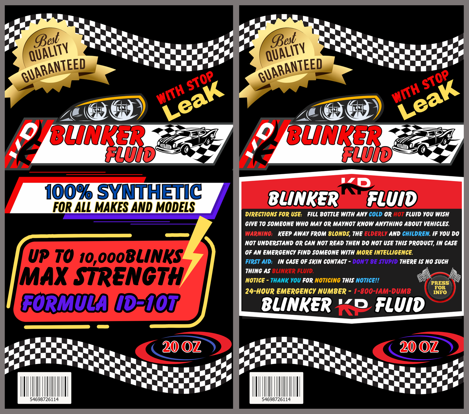 20 oz tumbler &quot;BLINKER FLUID CUP&quot;