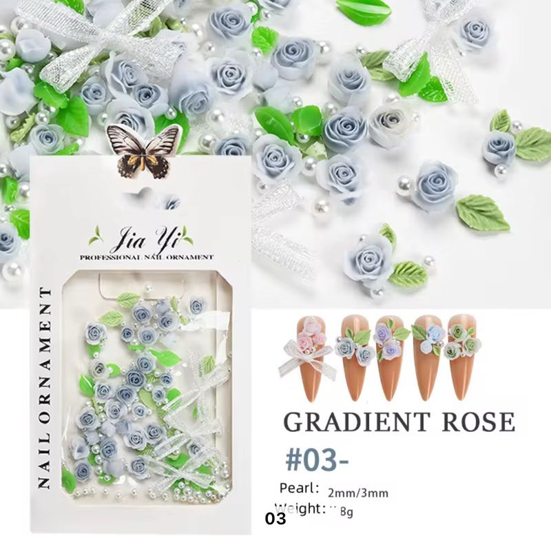 3D Nailart Flower // Grå