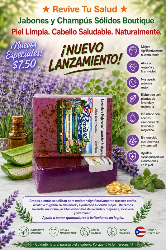 Lavender and Marjoram Soap/Jabón de Lavanda Y Mejorana Per Soap Bar