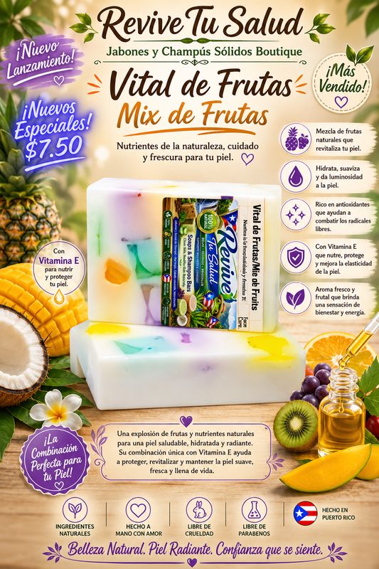 Fruit Soap/Jabón Vitral Uses: remove makeup, dark spots and face skin moisturizer.