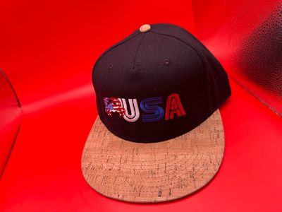 USA Crab Cork Brim Snapback – Patriotic Flat Bill Hat with Embroidery