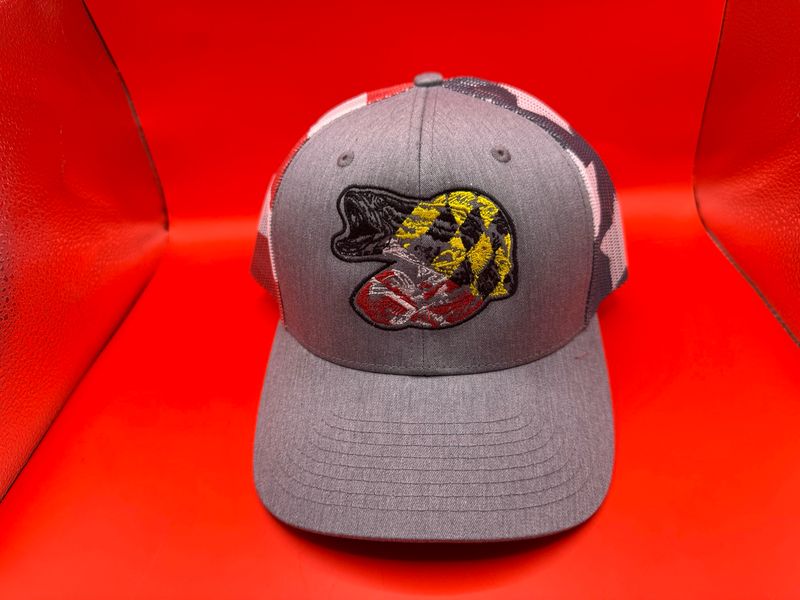 Snakehead Star Mesh Snapback – Heather Gray Patriotic Trucker Hat