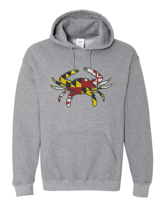 Maryland State Blue Crab Flag Embroidered Pullover Hoodie