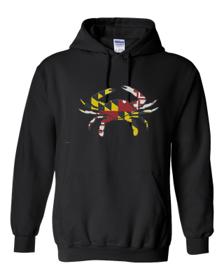 Maryland State Blue Crab Flag Embroidered Pullover Hoodie