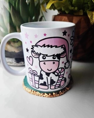 Christmas cow mug