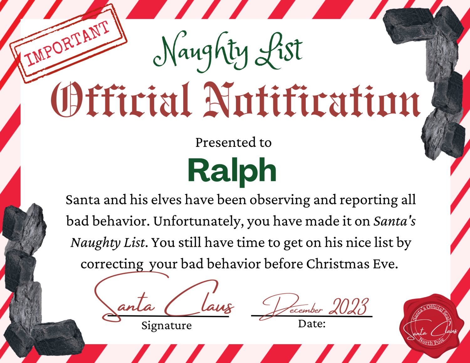 Naughty list kids