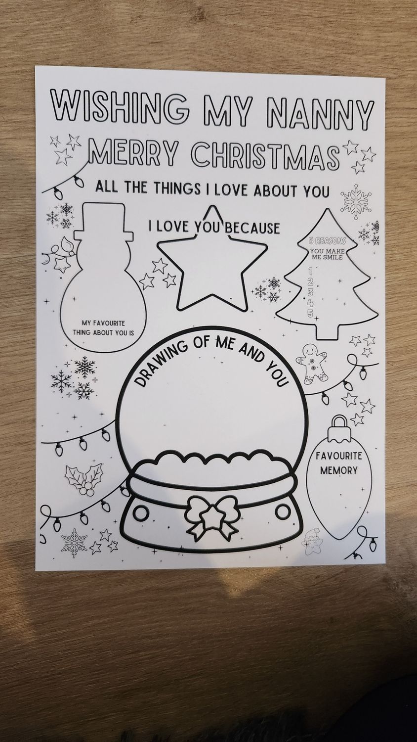Card Colouring Page various titles