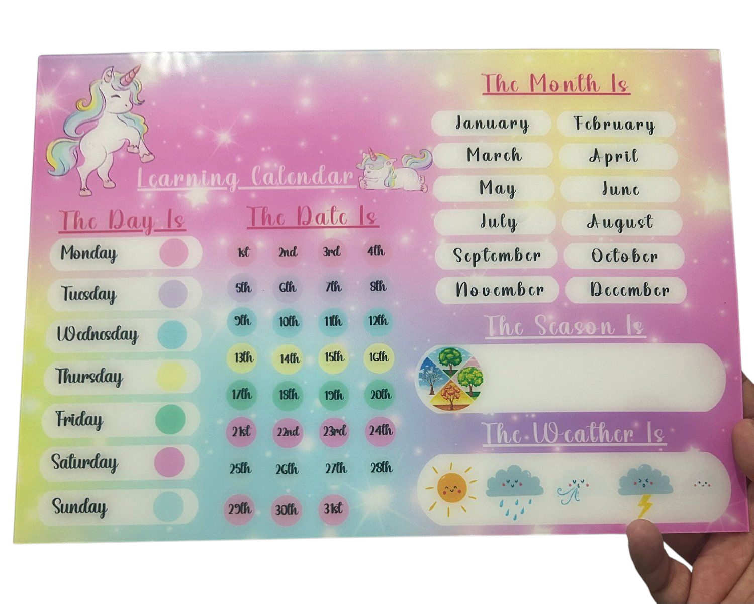Unicorn Learning Calendar- Acrylic