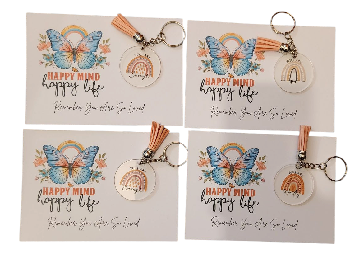 Happy mind happy life key ring