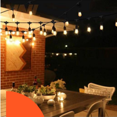 E27 String light for both outdoor and indoor with Edison bulbs.
