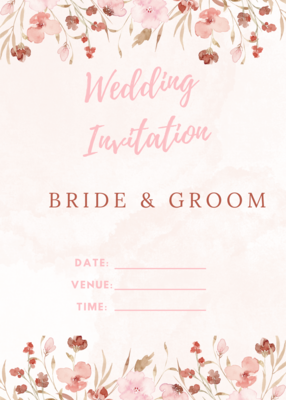 Pink floral wedding invite - simple