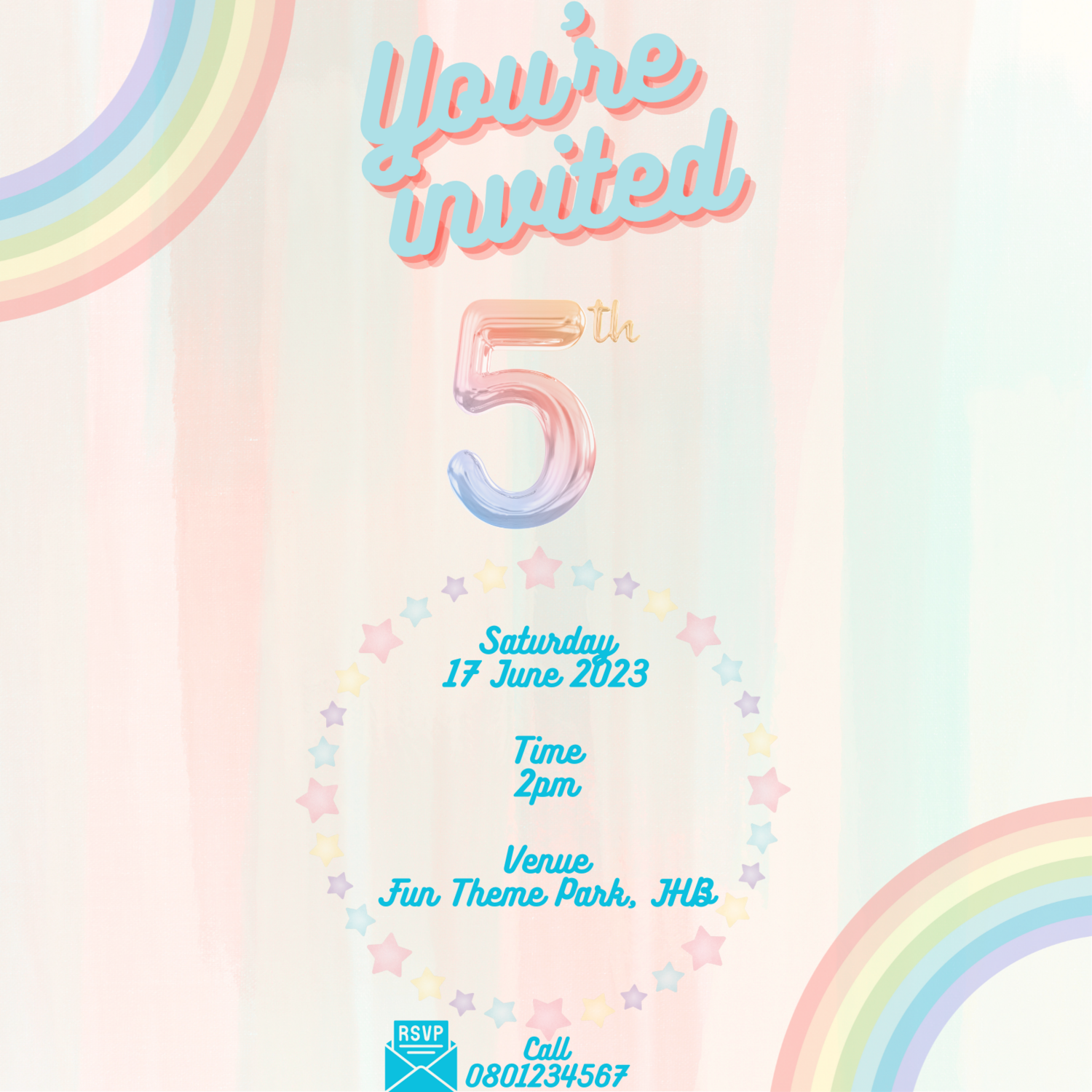 5th birthday invitiation
